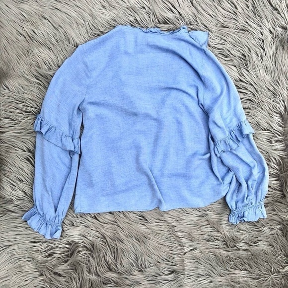 Cottage core Zara ruffled long sleeve summer blouse-peasant prairie country vibe - Picture 10 of 10